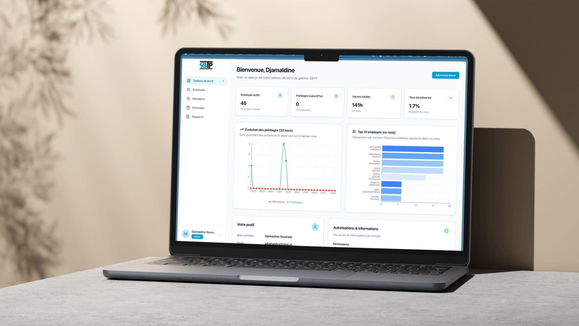 sbtp — outil de pointage et de gestion des heures